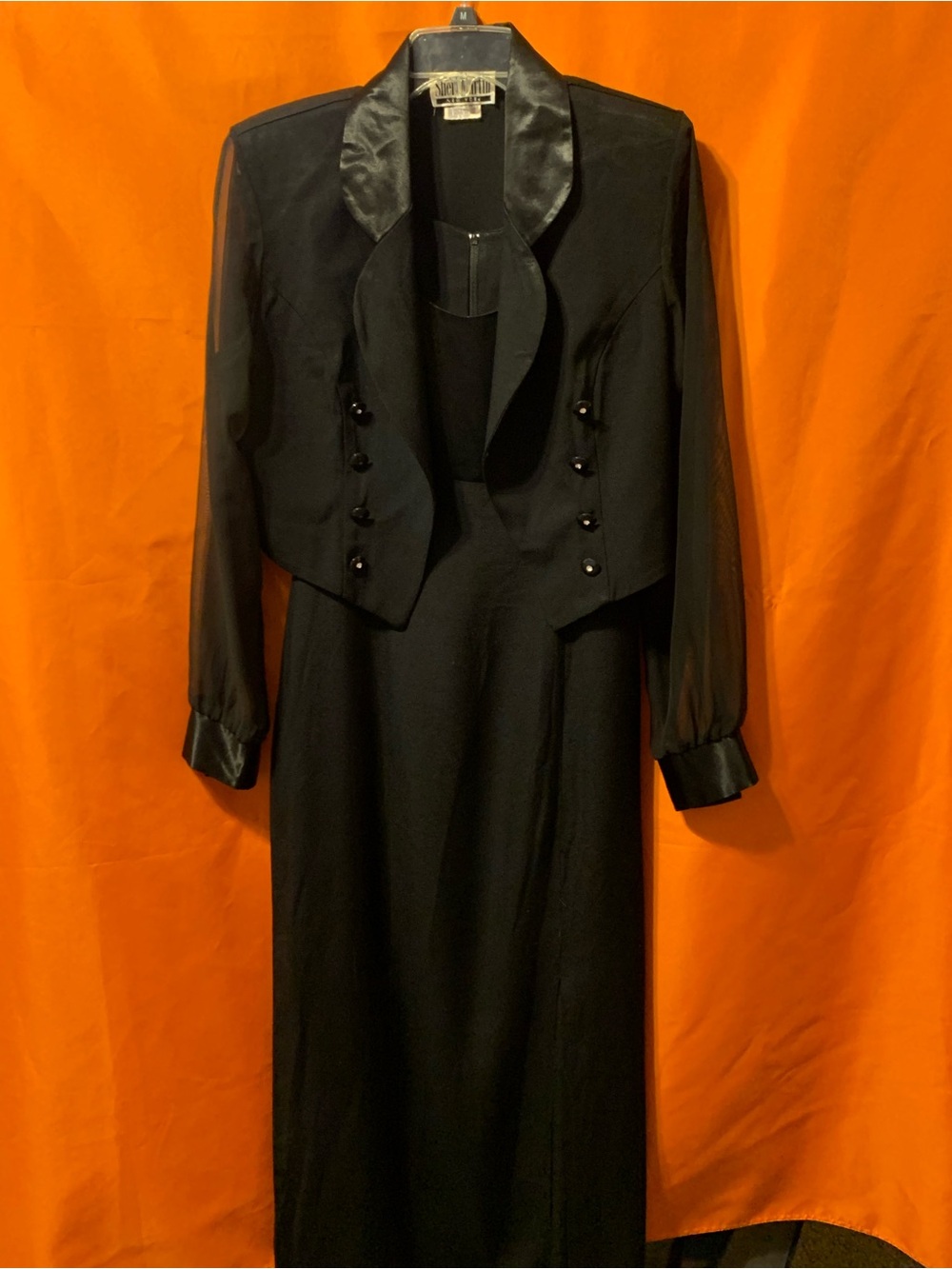 Sheri Martin Vintage Black Women's Formal Jacket & Dress Set with Satin Trim